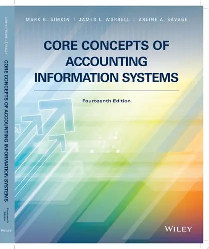 Core Concepts of Accounting Information Systems by Mark G. Simkin ISBN: 978-1119373667