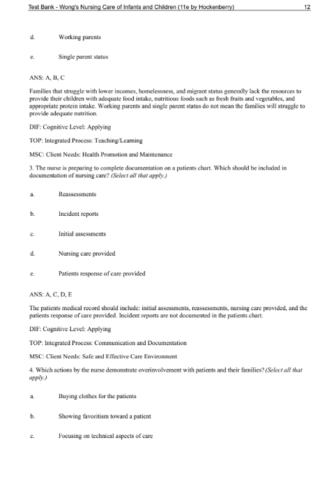 TEST BANK Wong's Nursing Care of Infants and Children 11th Edition - AutoxdxbookAutoxdxAutoxdxTEST BANK Wong's Nursing Care of Infants and Children 11th Edition